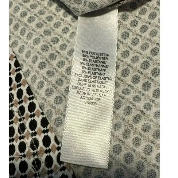 Adrianna Papell Women's Medium Black White‎ Brown Dot Patterned Tie Neck Top - Picture 7 of 7